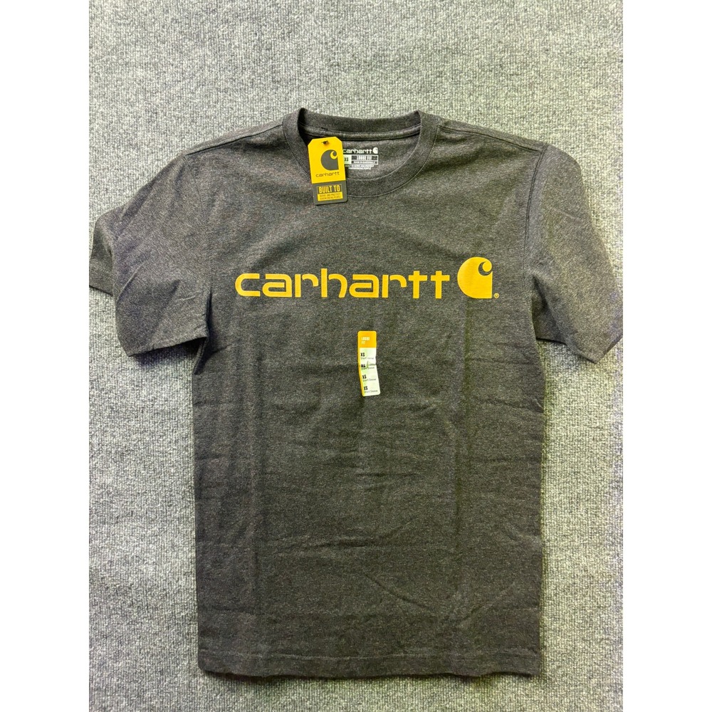 Carhartt Graphic T-Shirt Mens XS Gray Loose Fit Heavyweight Logo TK0195-M